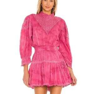 LoveShackFancy Pink Viola tie-dye cotton minidress